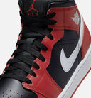 Air Jordan 1 Mid Black Gym Red Mens Basketball Shoe - Black/Gym Red/White